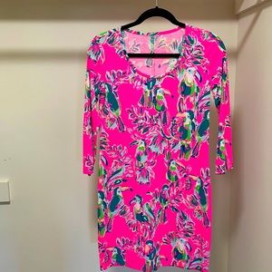 Lilly Pulitzer pink parrot dress